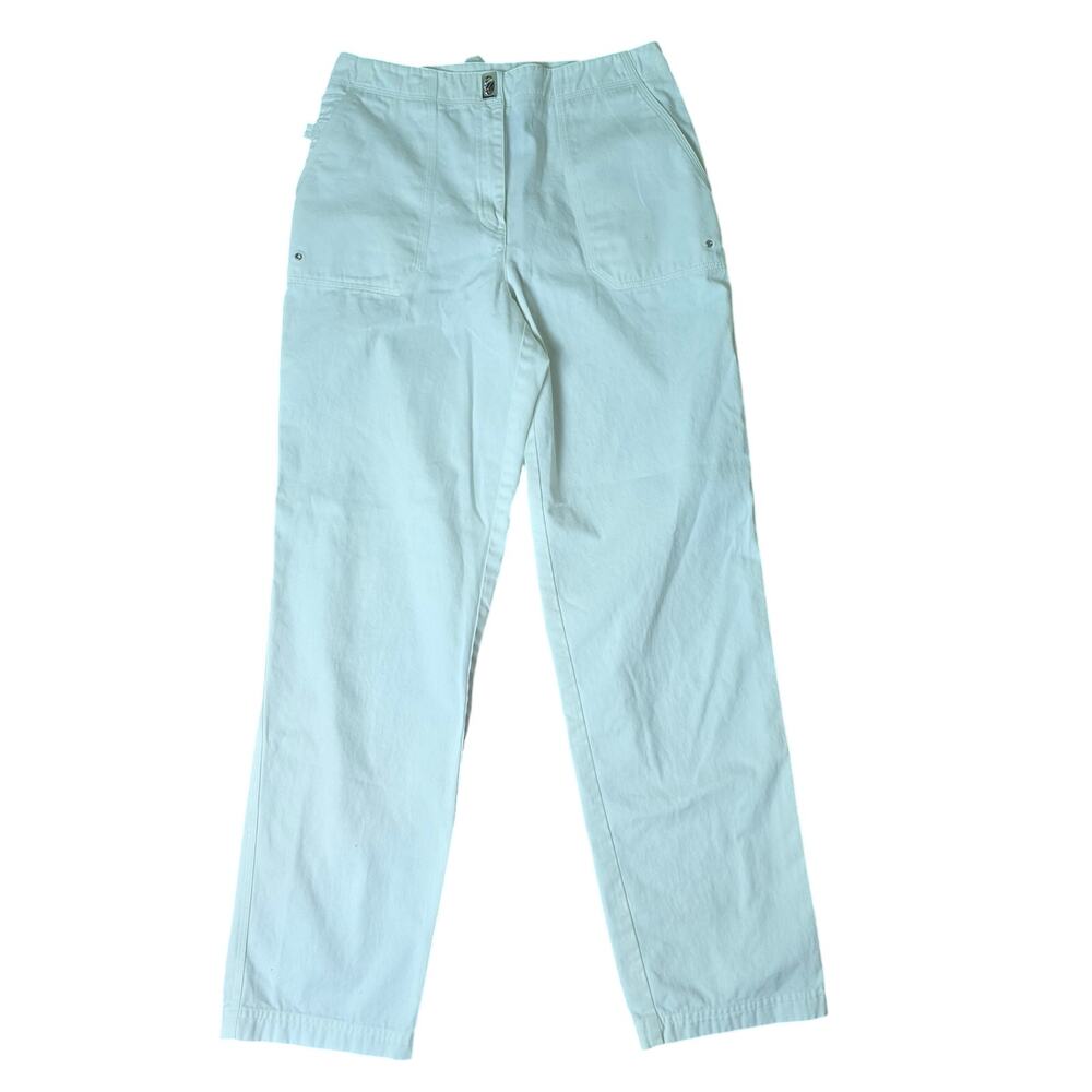 Lauren Ralph Lauren White/Cream Straight Leg Chino Pants Turn Lock Waist Closure